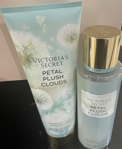 2PCS VICTORIA SECRET FRAGRANCE PETAL PLUSH CLOUDS MIST AND LOTION NEW