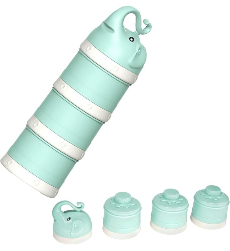 Baby Milk Powder Formula Stackable Dispenser Container Mixie Bottle Light Green