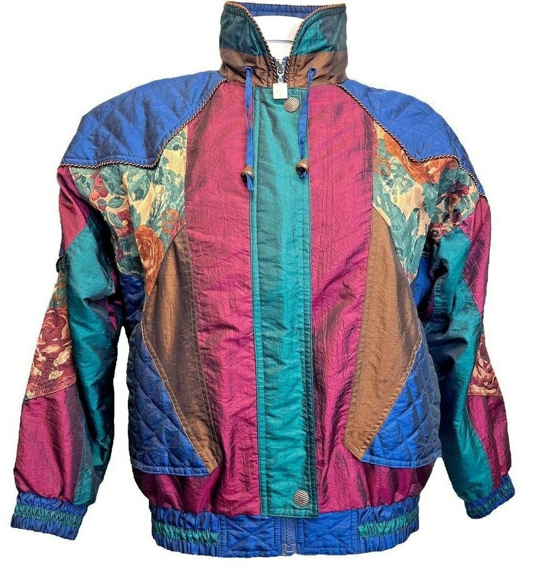 Active Stuff Vintage Hip Hop Color Block Bomber Wind Jacket