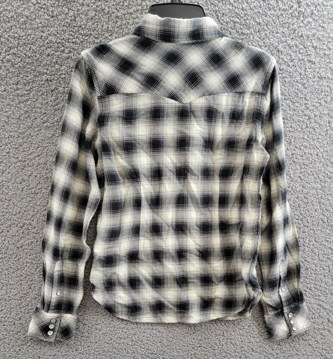 Polo Ralph Lauren Plaid Flannel Western Button Shirt Big Girls 10 Cream/Black - Picture 14 of 20