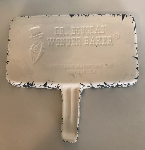 Dr. Douglas' Wonder Baker Stoneware Spatterware BAKING PAN, Blue-Gray Unused