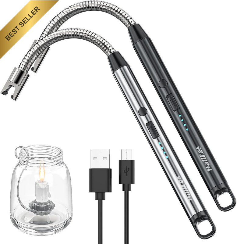 2 Pack Candle Lighters Long Reach Electric Lighter Rechargeable USB Arc Plasma L