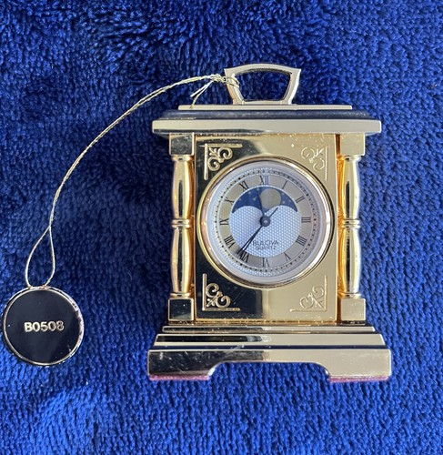 Bulova Miniature Clock Chaperone Carriage Moonphase Lantern B0508