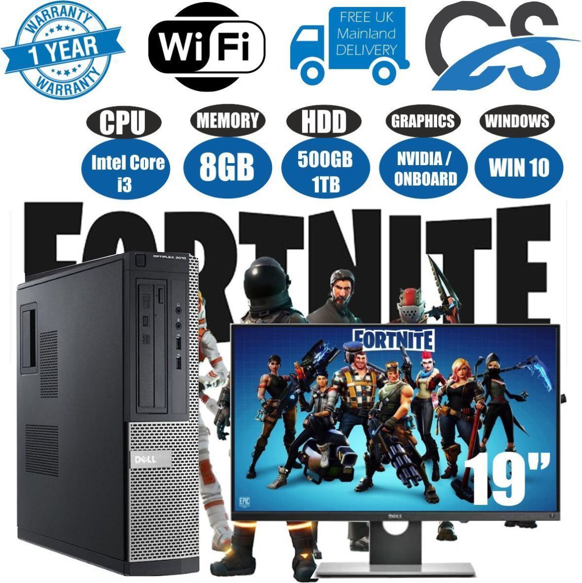 Gaming Pc Bundle Fortnite Fast Intel Core I3 Gaming Pc Monitor Bundle 8gb Ram 500gb Hdd Fortnite Computer Brgn