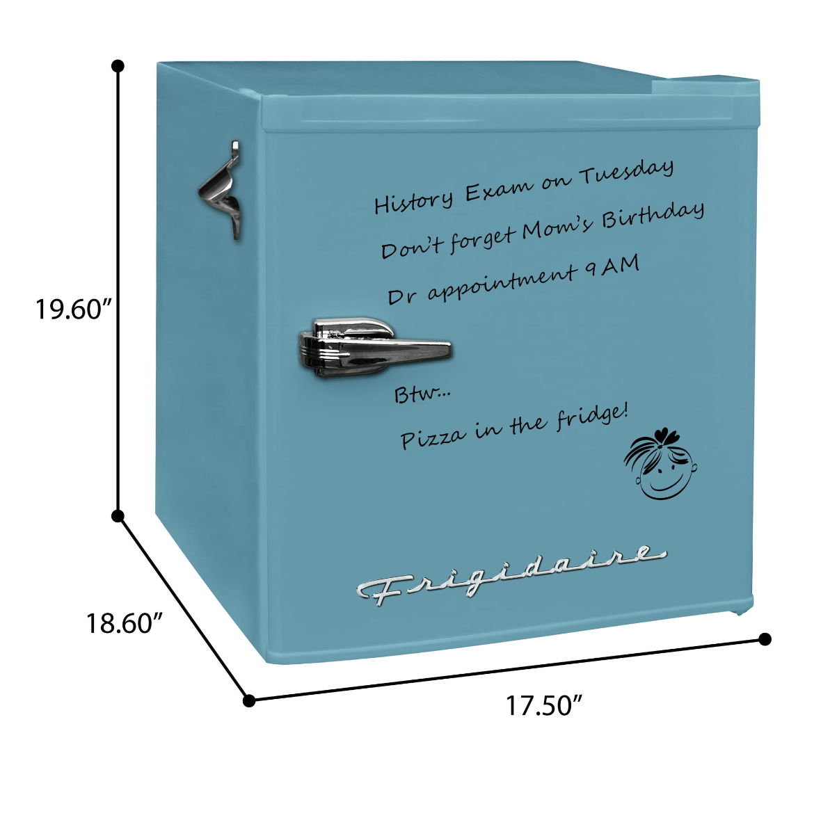 Blue Retro Mini Fridge 1.6 Cu ft Dry