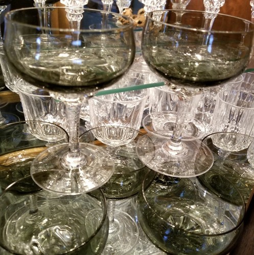 Set of 8 SASAKI CORONATION-SMOKE GRAY 8oz  Crystal sherbet champagne glasses 5