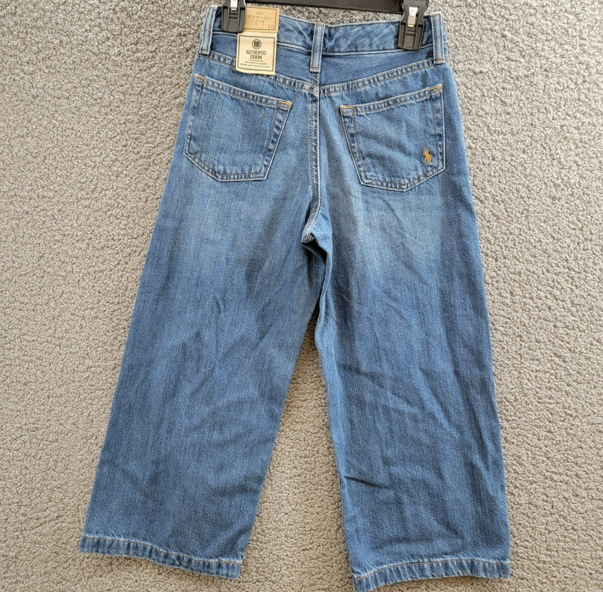 Polo Ralph Lauren Cropped Wide-leg Denim Jeans Girls 10 Blue Pocket Button Front - Picture 12 of 18