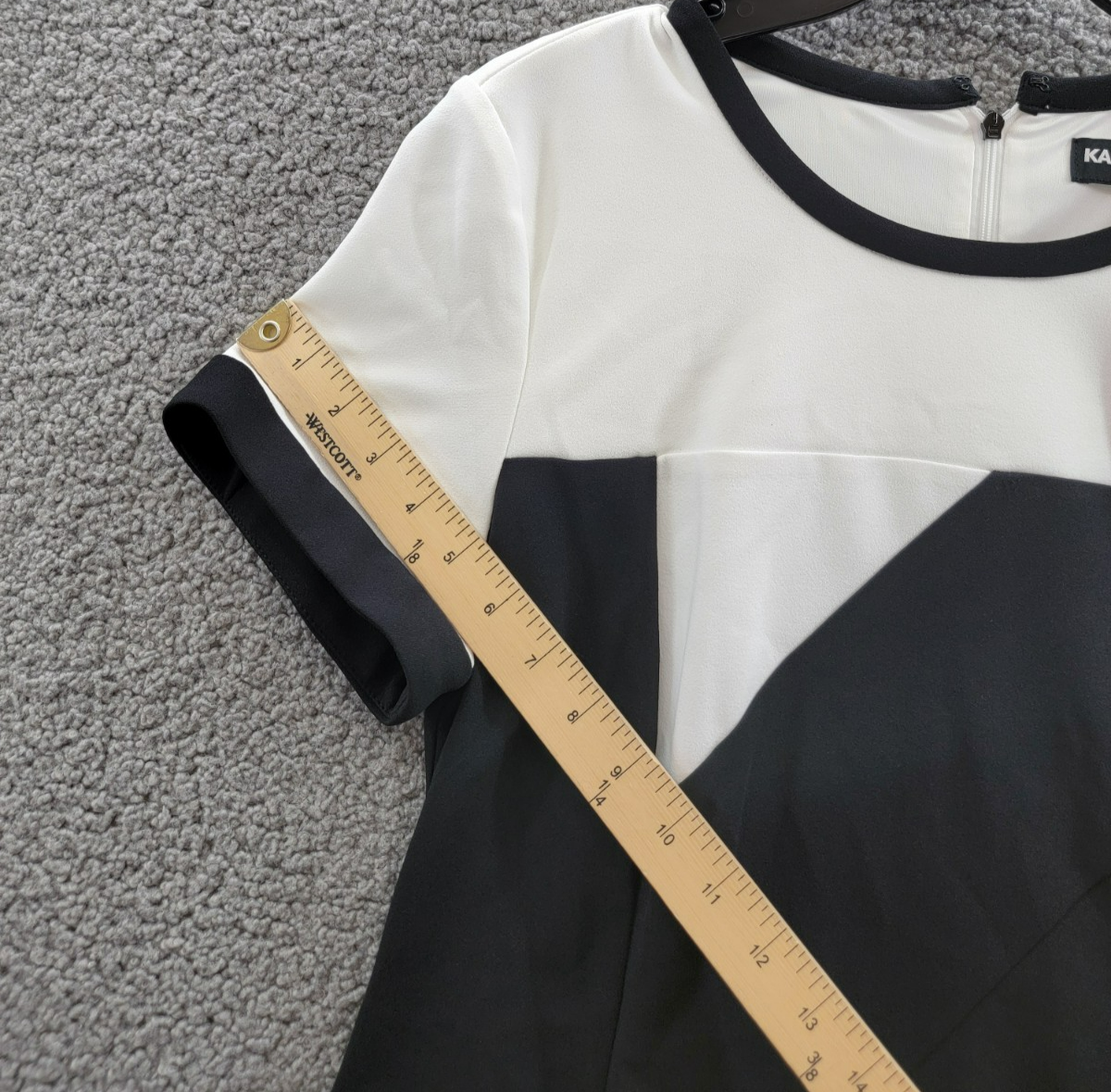 Karl Lagerfeld Colorblocked Sheath Dress Women's 10 Black/White Back Zip Closure - Picture 8 of 15