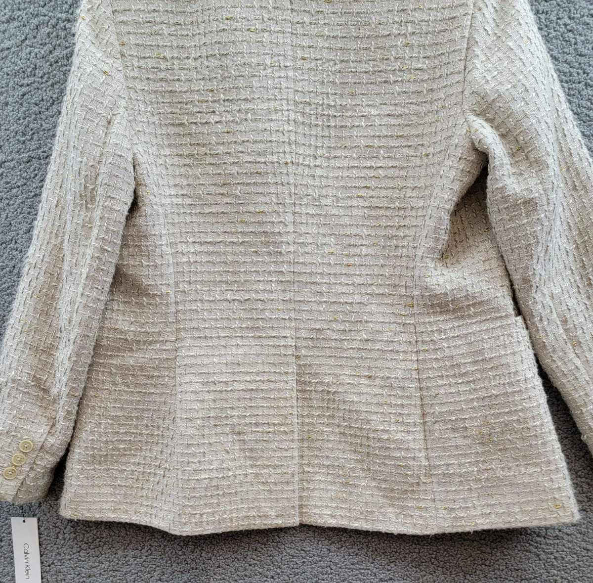 Calvin Klein Petite Patch-Pocket Tonal Tweed Blazer Women's 12P Nomad Multi L/S - Picture 15 of 16
