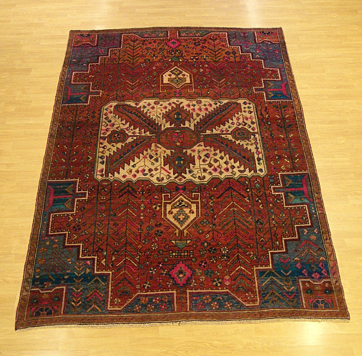 Vintage 6x 9.3 Handmade Antique Persian Bakhtiari Vegetable Dye Wool Tribal Rug