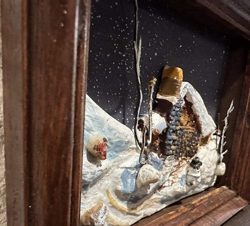 Vintage 3D Winter Scene Diorama Art Set Of 2 Framed Art  6” X 5”