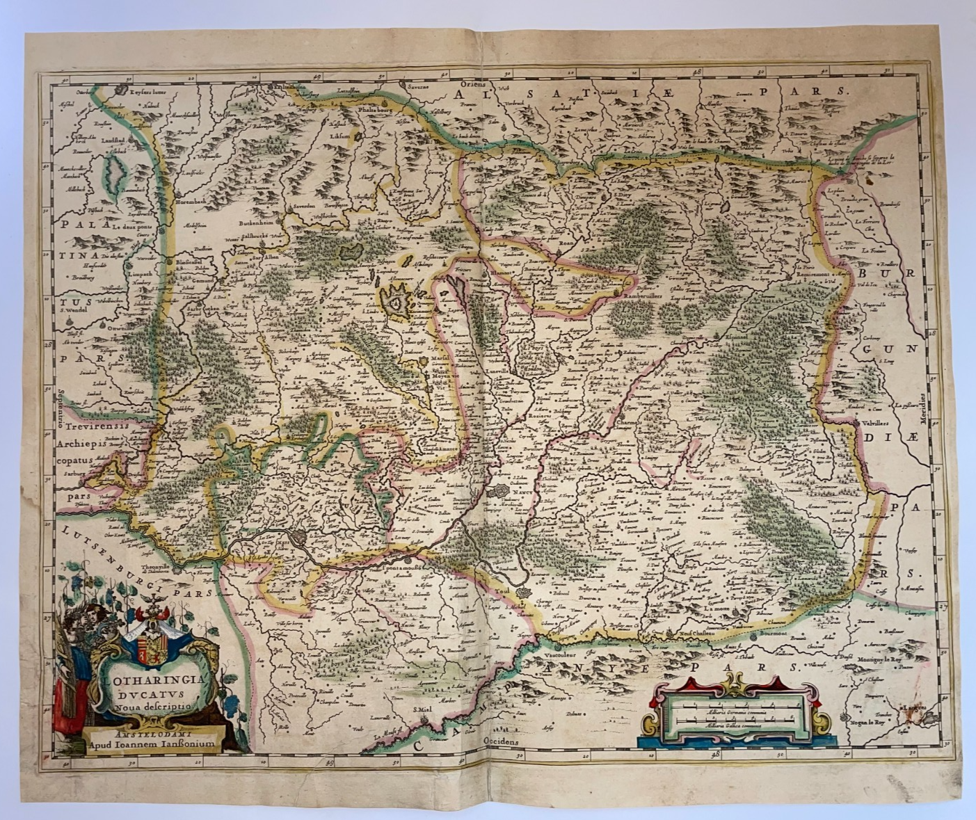 FRANCE LORRAINE 1630 JOHANNES JANSSON LARGE ANTIQUE MAP 17TH