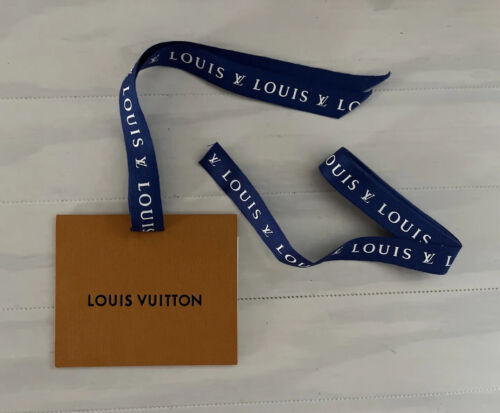LOUIS VUITTON Logo Orange & Blue Grosgrain Ribbon + Small envelope and card