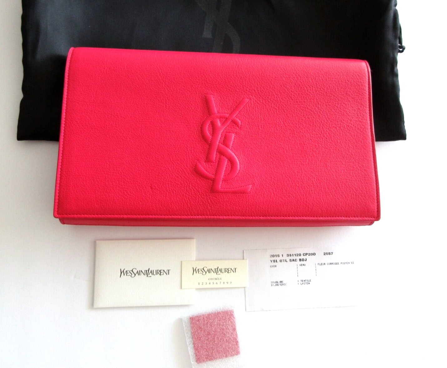 YSL Saint Laurent Leather Large Belle de Jour Clutch Handbag YSL Saint Laurent Leather Large Belle de Jour Clutch Handbag