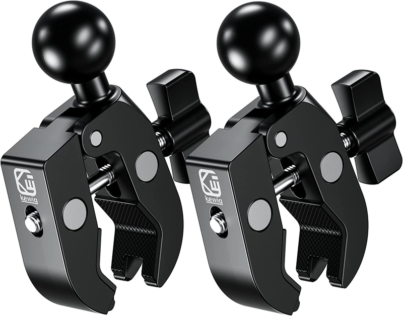 2 Pack Aluminum Alloy Handlebar Clamp Mount Base with 1'' TPU Ball for Rails 0.5