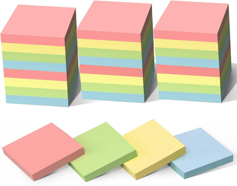Sticky Notes 3X3 Inch 2800 Sheets, 28 Pack 100 Sheets/Pad, 4 Soft Colors (Yellow