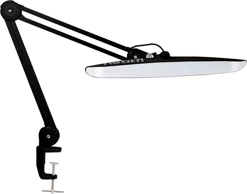 Neatfi XL 2200 Lumens 20W LED Desk Lamp Adjustable Color Temperature 4-Level Dimmable Light Home Office, Crafts & Workbench 50cm Wide Head (Black, CCT with Clamp)