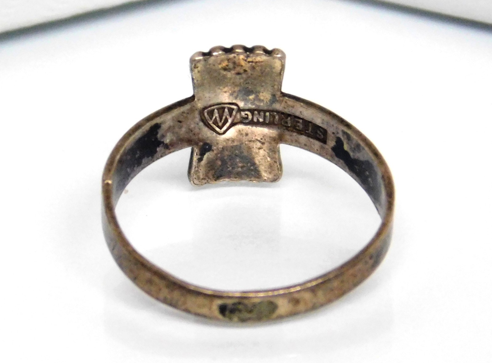 Antique Art Deco Sterling Silver Designer Signed Band RIng Sz 6.5