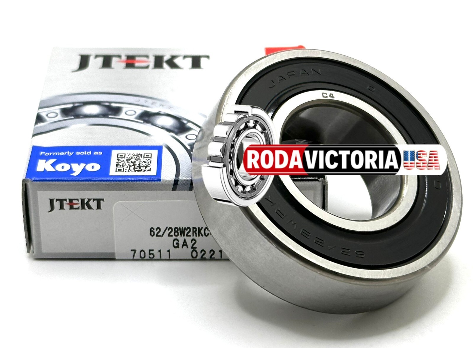 KOYO 62/28 W2RK C4 CRANKSHAFT BALL BEARING, RUBBER SEALED