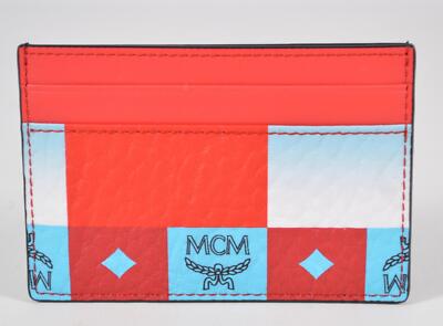 New MCM Unisex AREN Checkerboard Visetos Canvas Card Case Mini Wallet