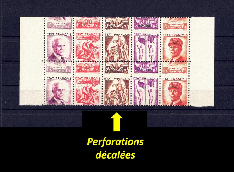 Timbre De France  NÂ°580a  Bande PÃ©Tain   Perforations DecalÃEs   Faux GommÃ©