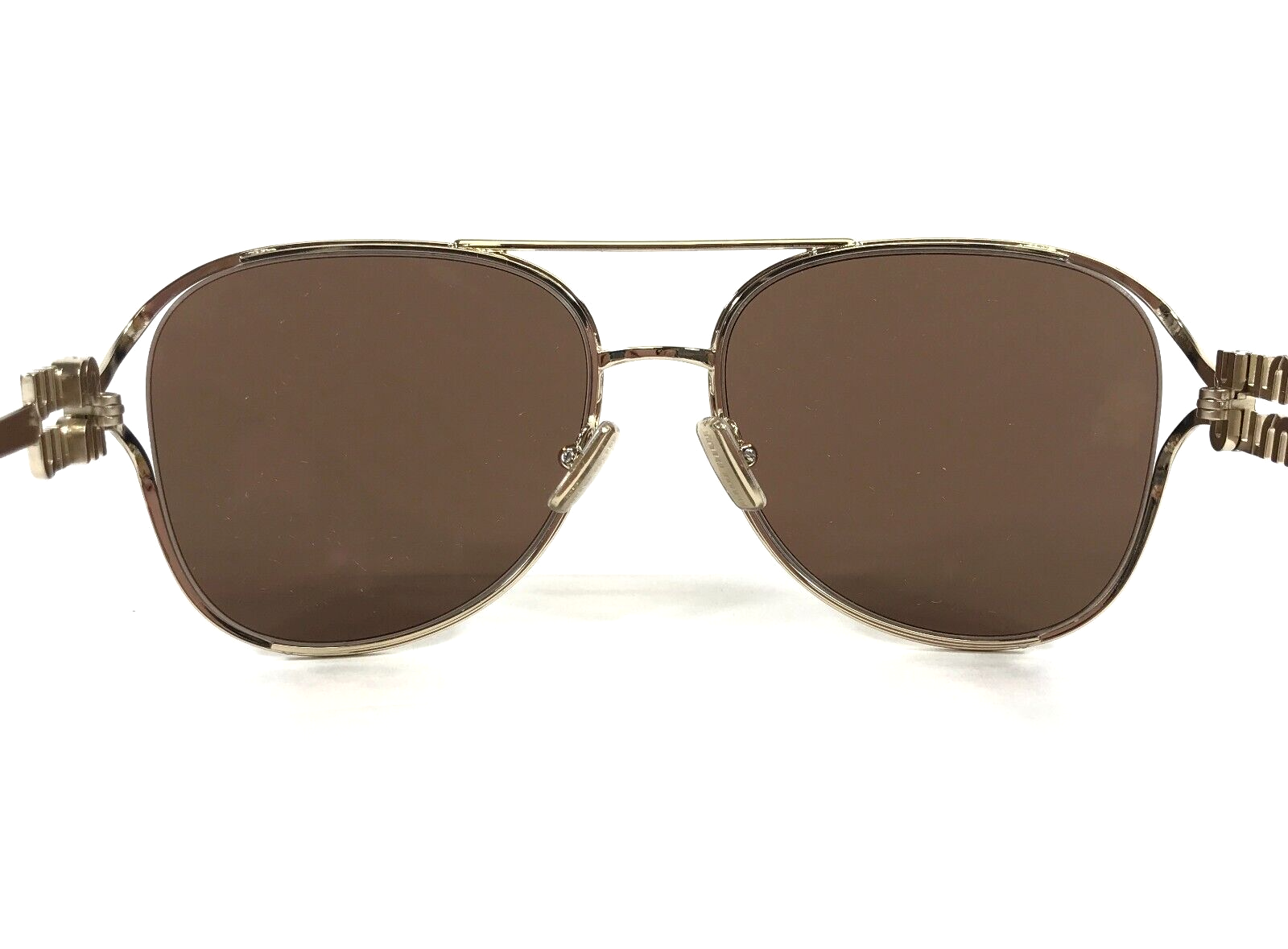 Pre-owned Miu Miu Sunglasses Smu52z Zvn-70d Pale Gold Aviator Frames W Brown Violet Lenses