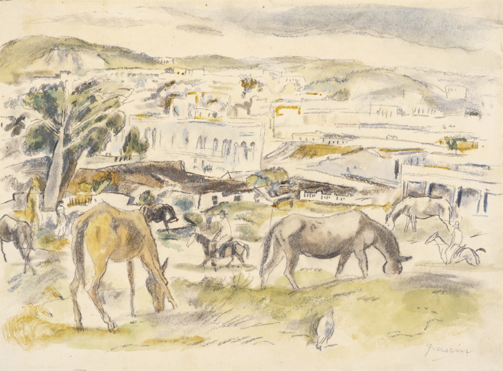 Poster Decoration.Home wall.Room art design.Jules Pascin drawing.Horses.15172