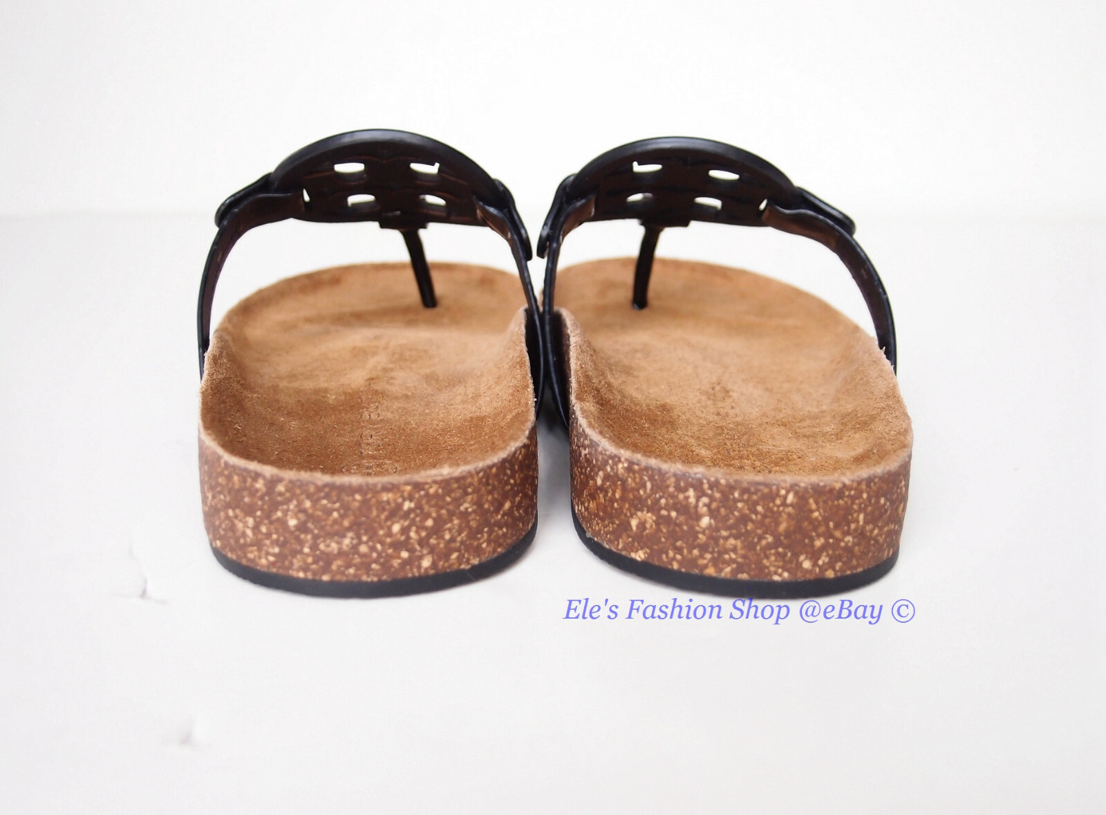 Pre-owned Tory Burch Miller Cloud Leather Sandal Black Patent 6.5 7 7.5 8 8.5 9 9.5 10