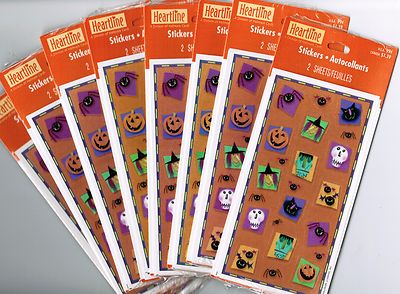 8 Packs Hallmark Halloween Scrapbook Stickers!  16 Sheets!  Jack O Lantern Witch