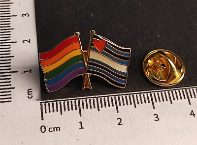 PIN/Anstecker: LGBT Pride Rainbow flag / Leather Pride Flagge BDSM, Herz