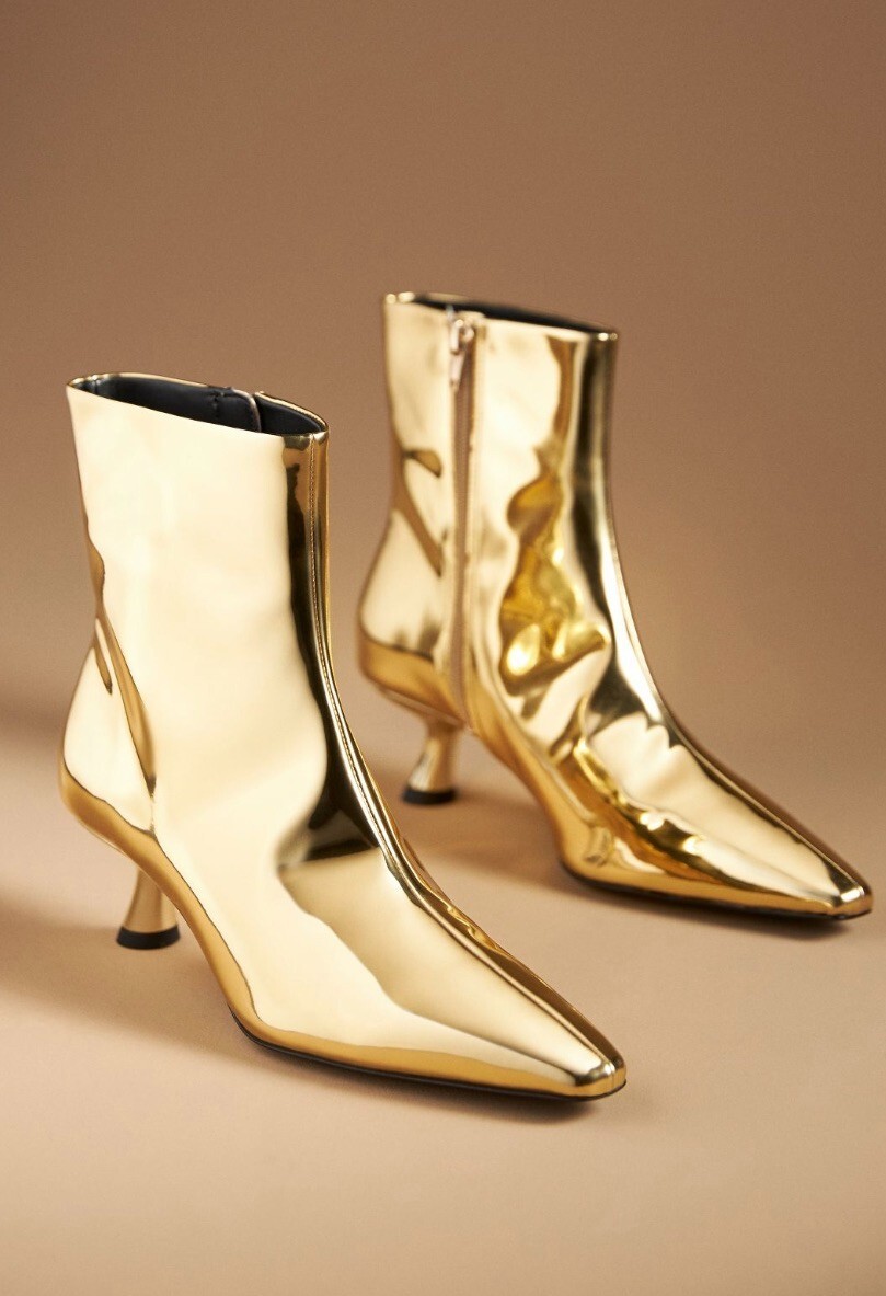 Ботильоны Anthropologie SIMON MILLER Kuki на хромированном каблуке Kitten Золото 37/6-6,5 НОВЫЕ