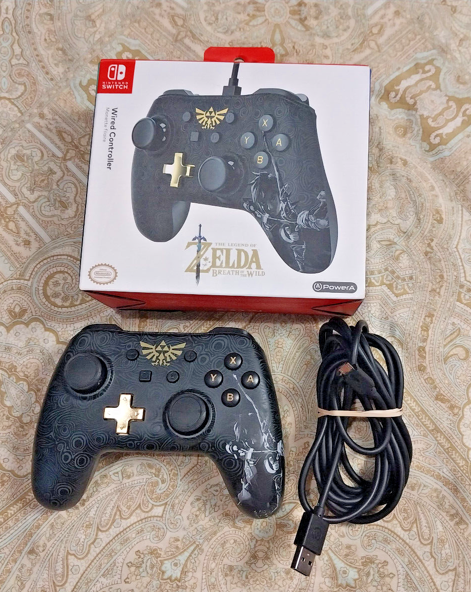 Nintendo Switch Wired Power-A Legend Zelda Breath of the Wild Controller Black Nintendo Switch Wired Power-A Legend Zelda Breath of the Wild Controller Black