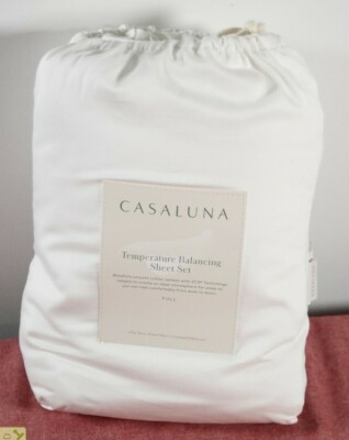 Casaluna- 300 Thread Count Temperature Regulating Solid Sheet Set, Full, White