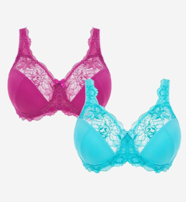 Pretty Secrets Bra Size UK 36C *2 Pack Bras* Underwired Moulded Unpadded Lace