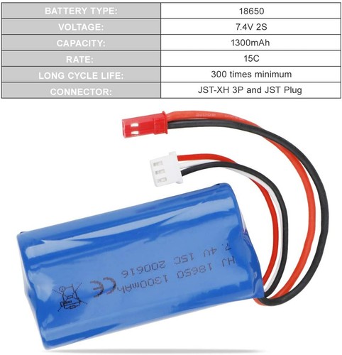 Li-Ion Akku 7,4V 1300mAh Batterie JST RC Helikopter F645 MJX F-45 Revell 18650
