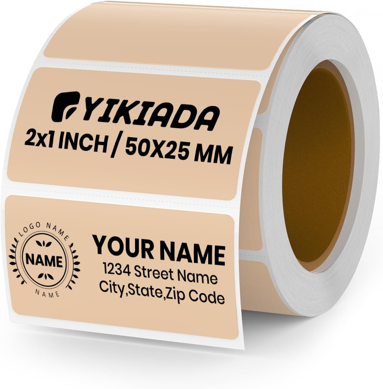 Direct Thermal Labels 1 X 2 Inches Khaki Rectangle Shipping Labels Self-Adhesive