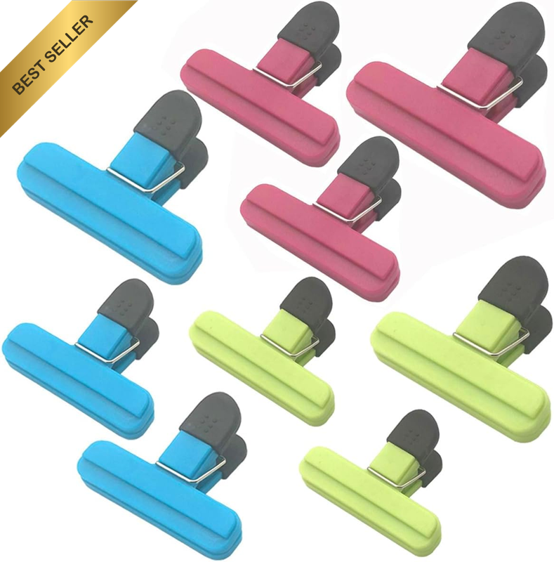 9Pack Large Chip Bag Clips - Assorted Sizes Food Bag Clips Plastic Heavy Seal Gr