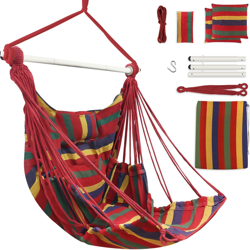 Outerman Hammock Chair, Hanging Chair with 3 Cushions and Foot Rest Support