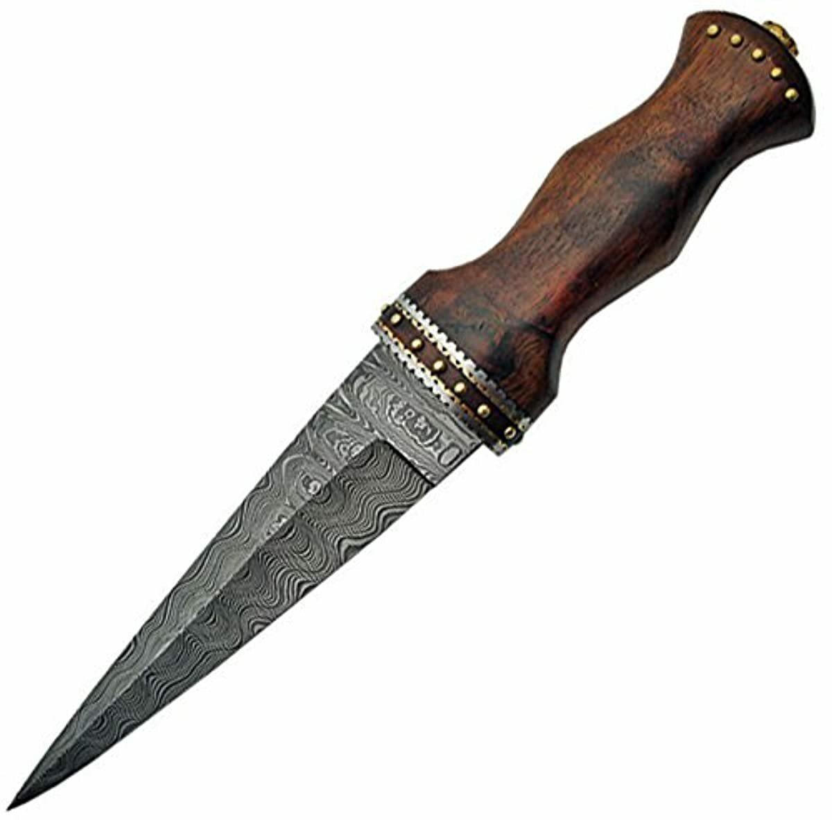 13" Damascus Steel Sgian Dubh Scottish Dirk Knife, 1 Size, Brown eBay