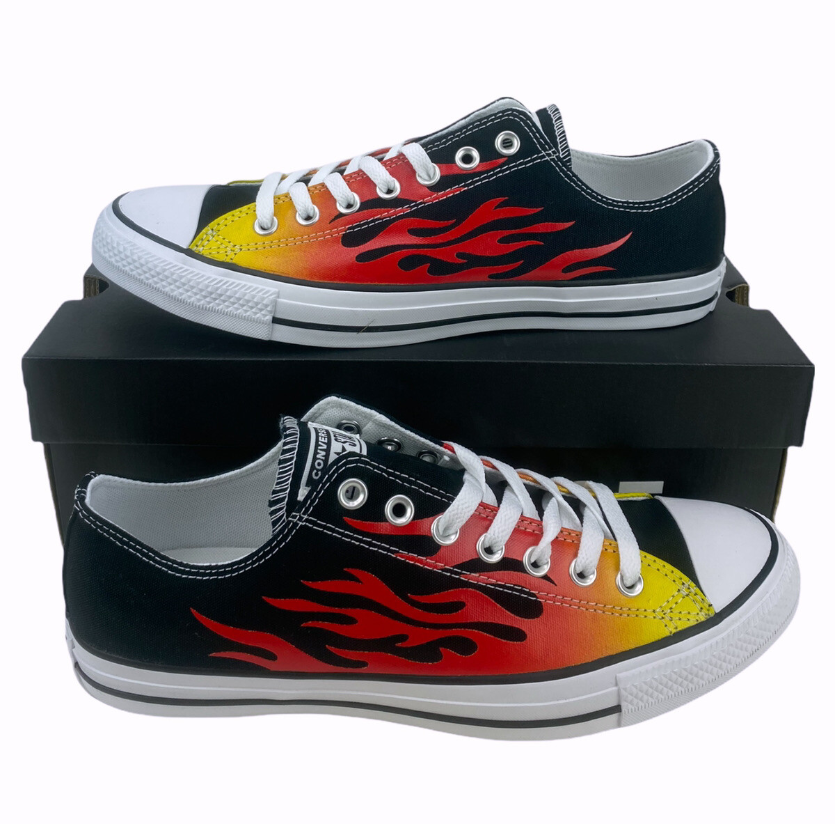 

НОВЫЕ Converse Chuck Taylor All Star Ox Flame Черно-белые мужские туфли Кроссовки, Черный, Converse All-Star OX