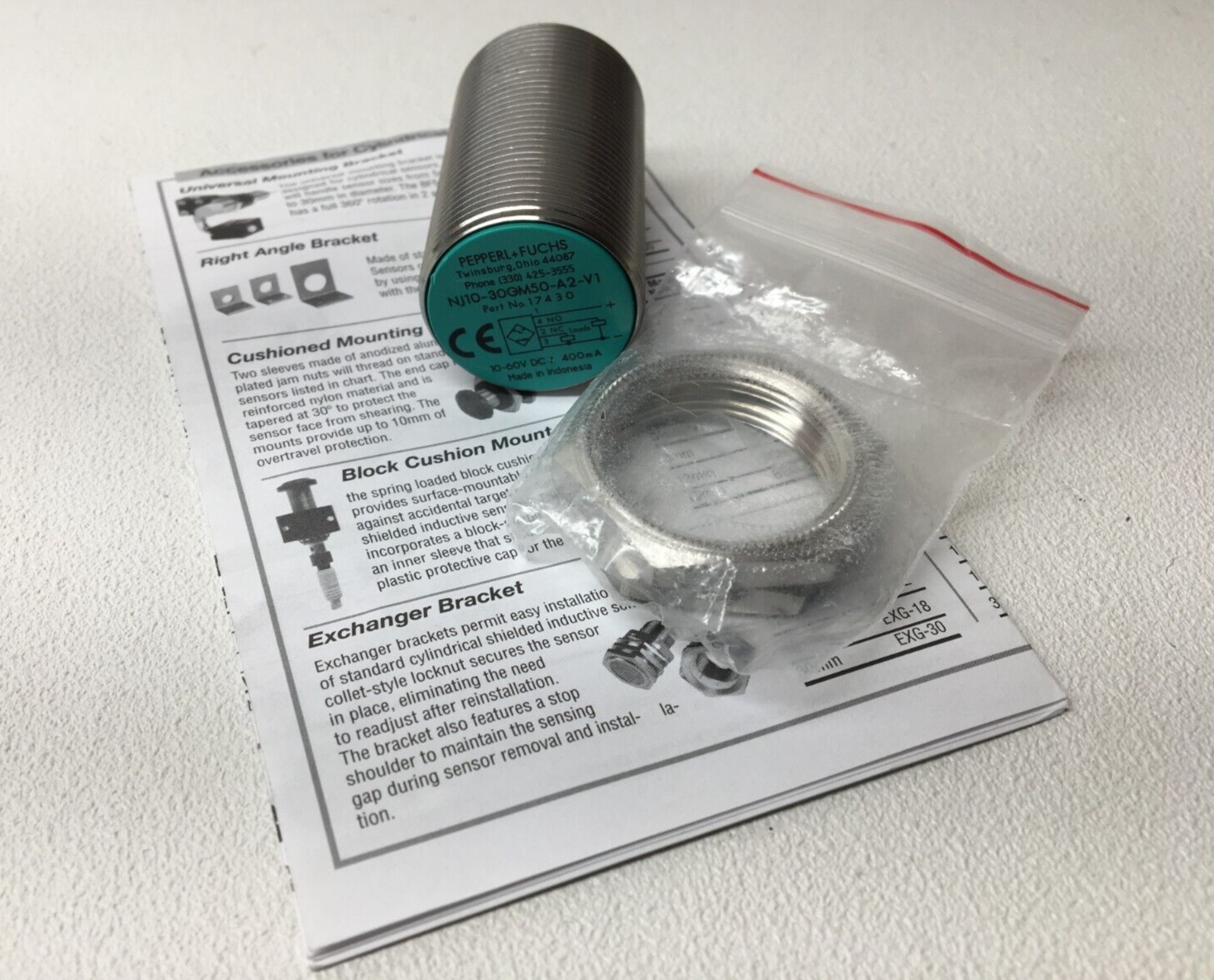 New! Pepperl Fuchs NJ10-30GM50-A2-V1 Proximity Sensor 017430