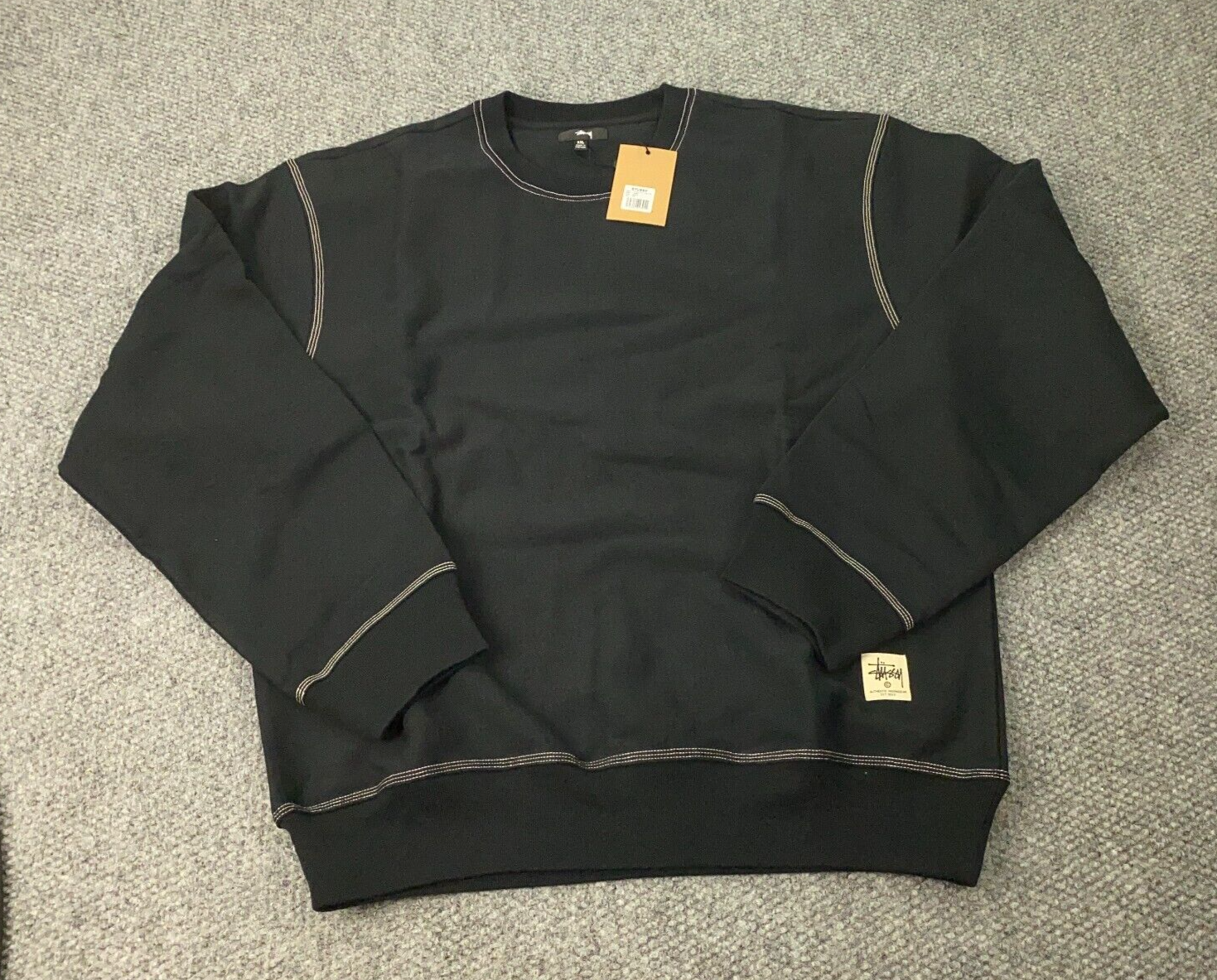 Stüssy Contrast Stitch Label Crew Stussy Contrast Stitch Label Crew Mens XL Grey Heather