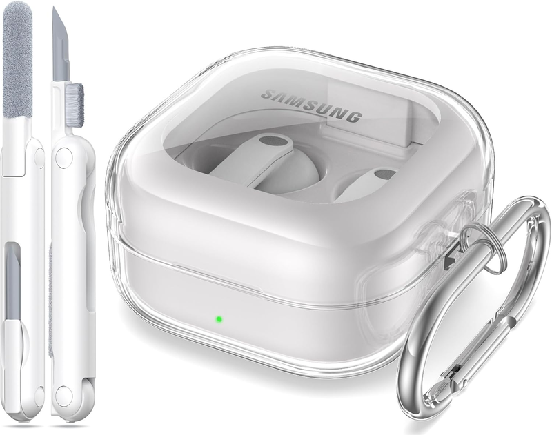 Samsung Galaxy Buds 4 Pro Case Clear Shockproof TPU Cover + Cleaning Kit White