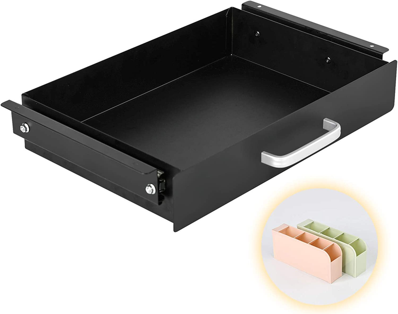 under Desk Pull-Out Drawer - Storage Organizer Office Mounted, Easy Slide-Out Pe
