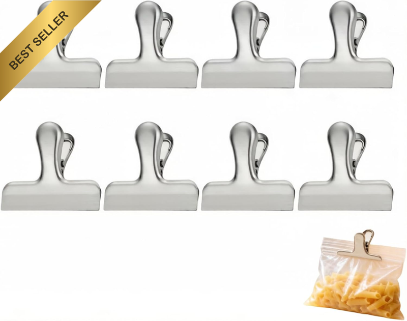 8 Pcs Silver Stainless Steel Bag Clips, 5.6X5.8Cm Heavy Duty Chip Bag Clips, Dur
