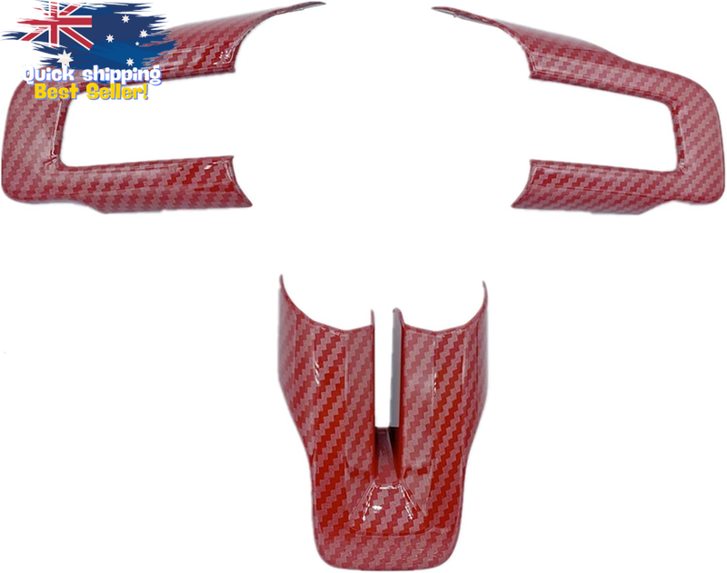 Ford Mustang Steering Wheel Cover Trim 2015-2023, Red Carbon Fiber Accessory