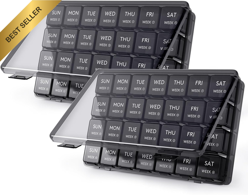 Monthly Pill Organizer, 28 Day Pill Box, 4 Weeks One Month Pill Cases, Large Com