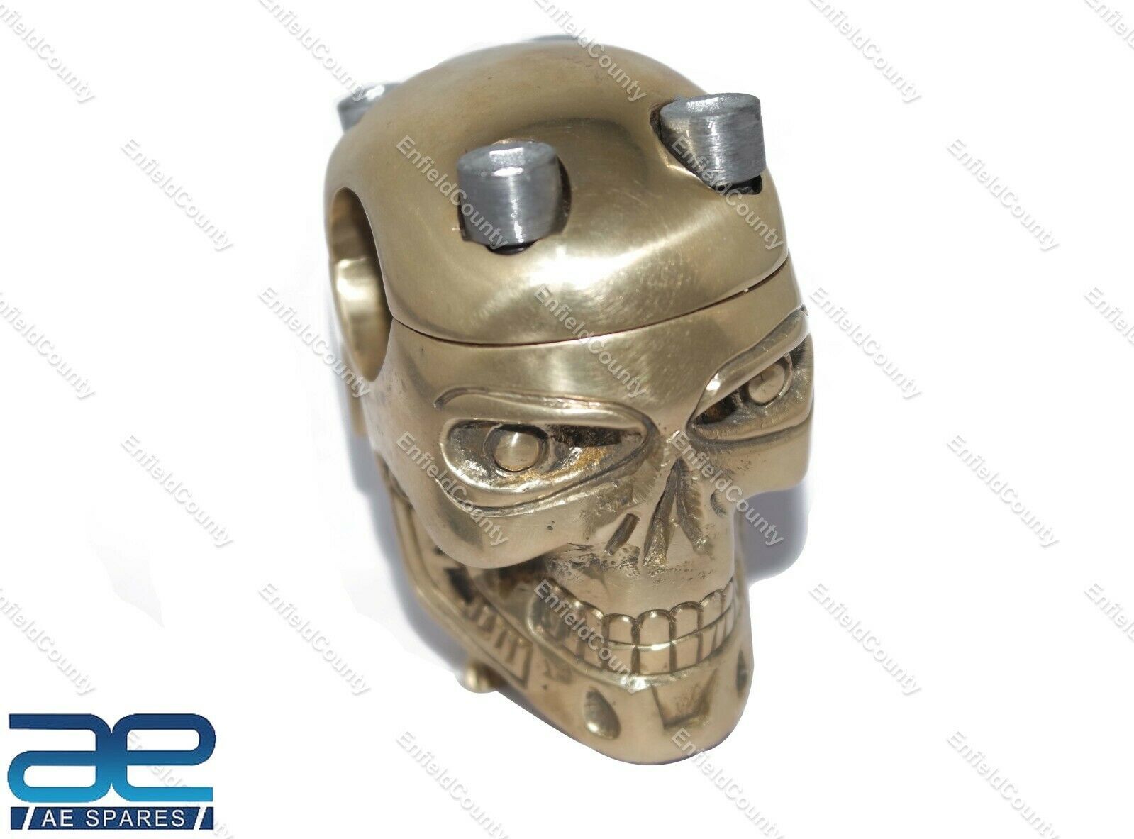 Skull Custom Brass Old School 7/8" Handlebar Risers for Harley Bobber 