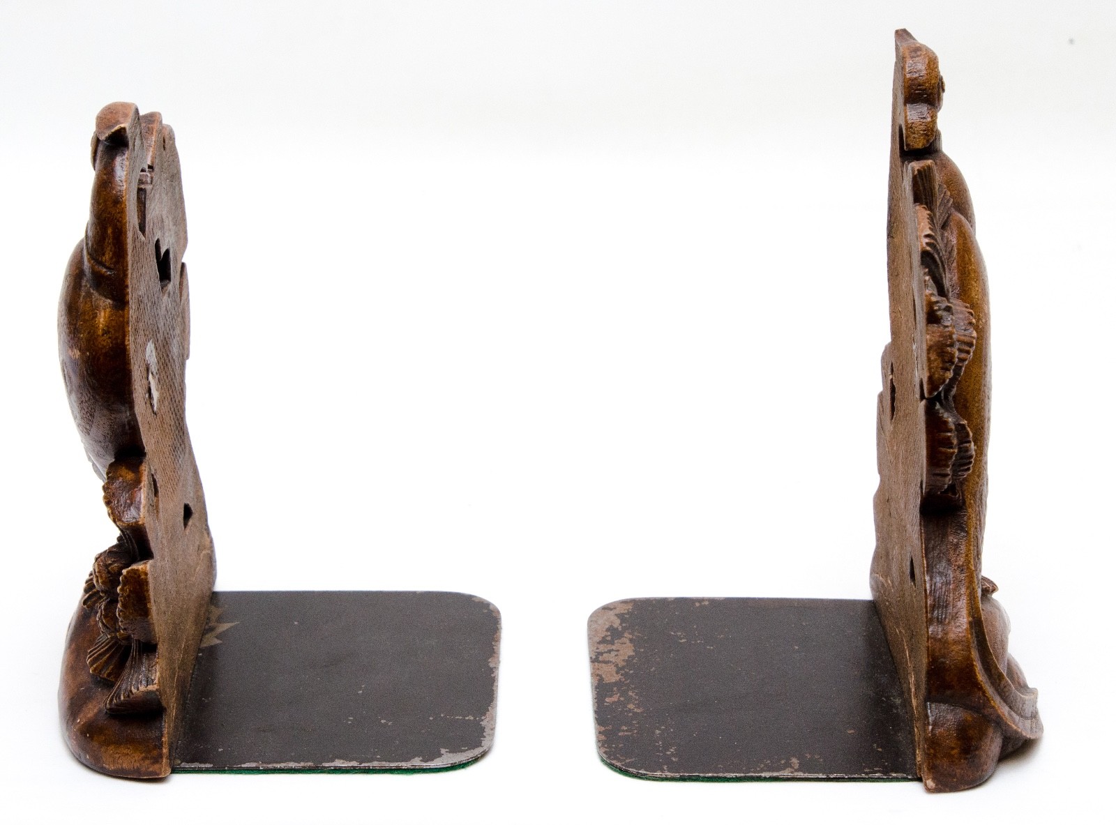 Vintage Book Holder Book Ends Birds Design Wood Look