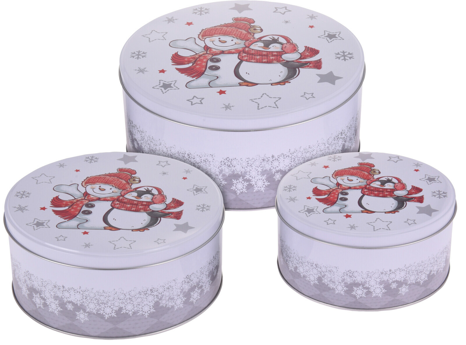 Set of 3 Christmas Cake Storage Tins Xmas Sweets Biscuit Cookies Tin 7